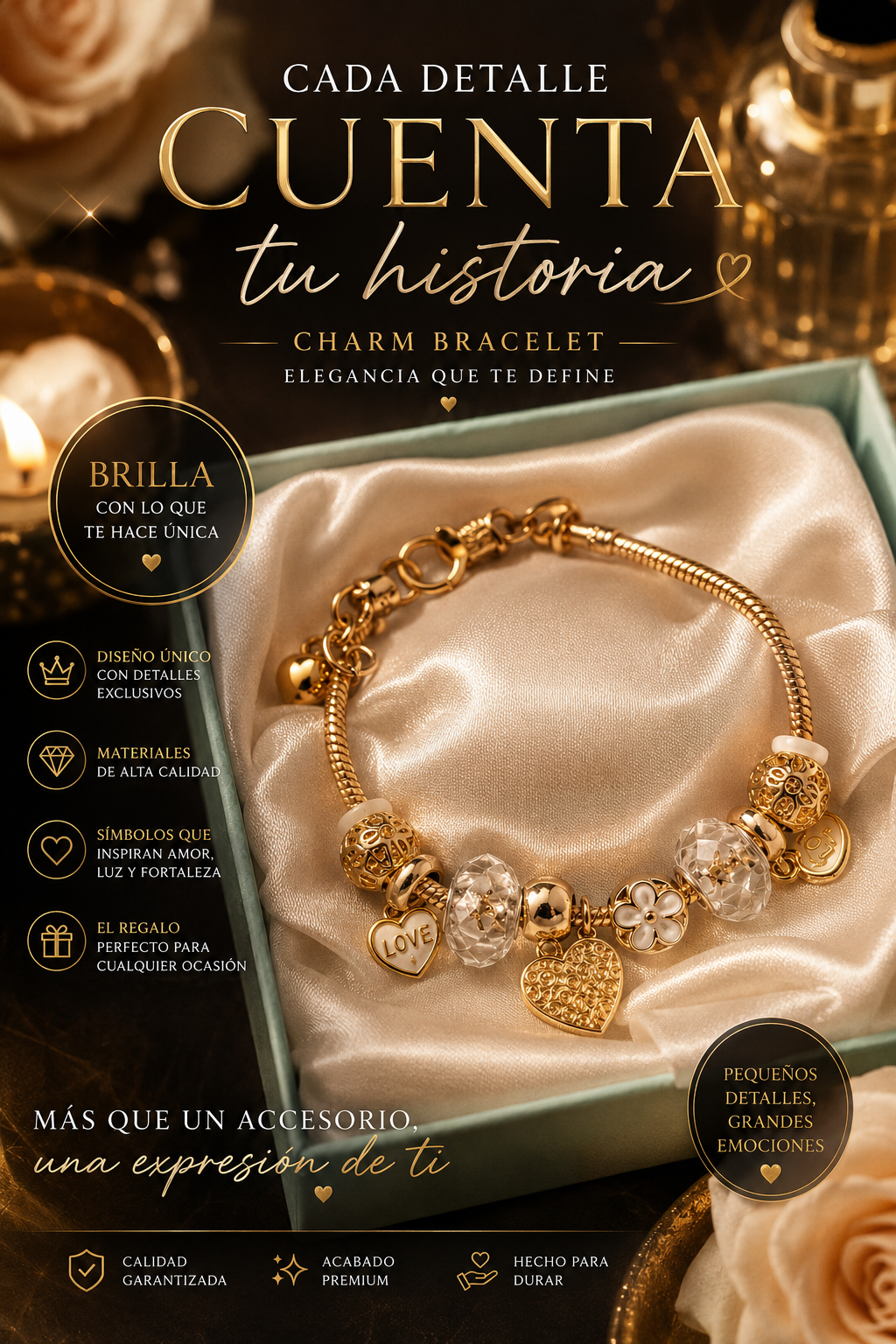 Pulseras de acero quirurjico con charm