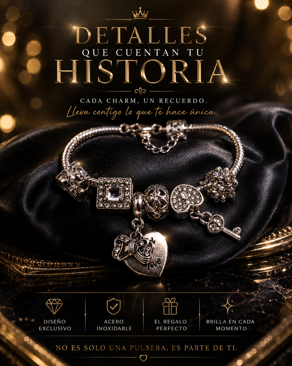 Pulseras de acero quirurjico con charm